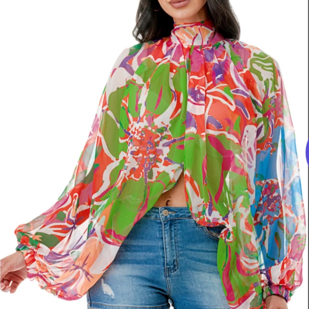 Vibrant Floral Chiffon Blouse